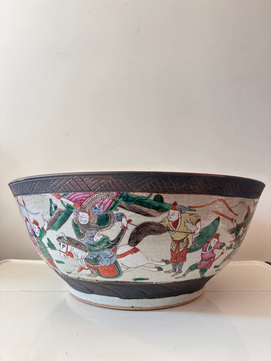 Chinees porseleinen schaal met krijgersdecor