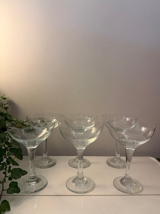 Set van 6 kristallen coupe champagne glazen