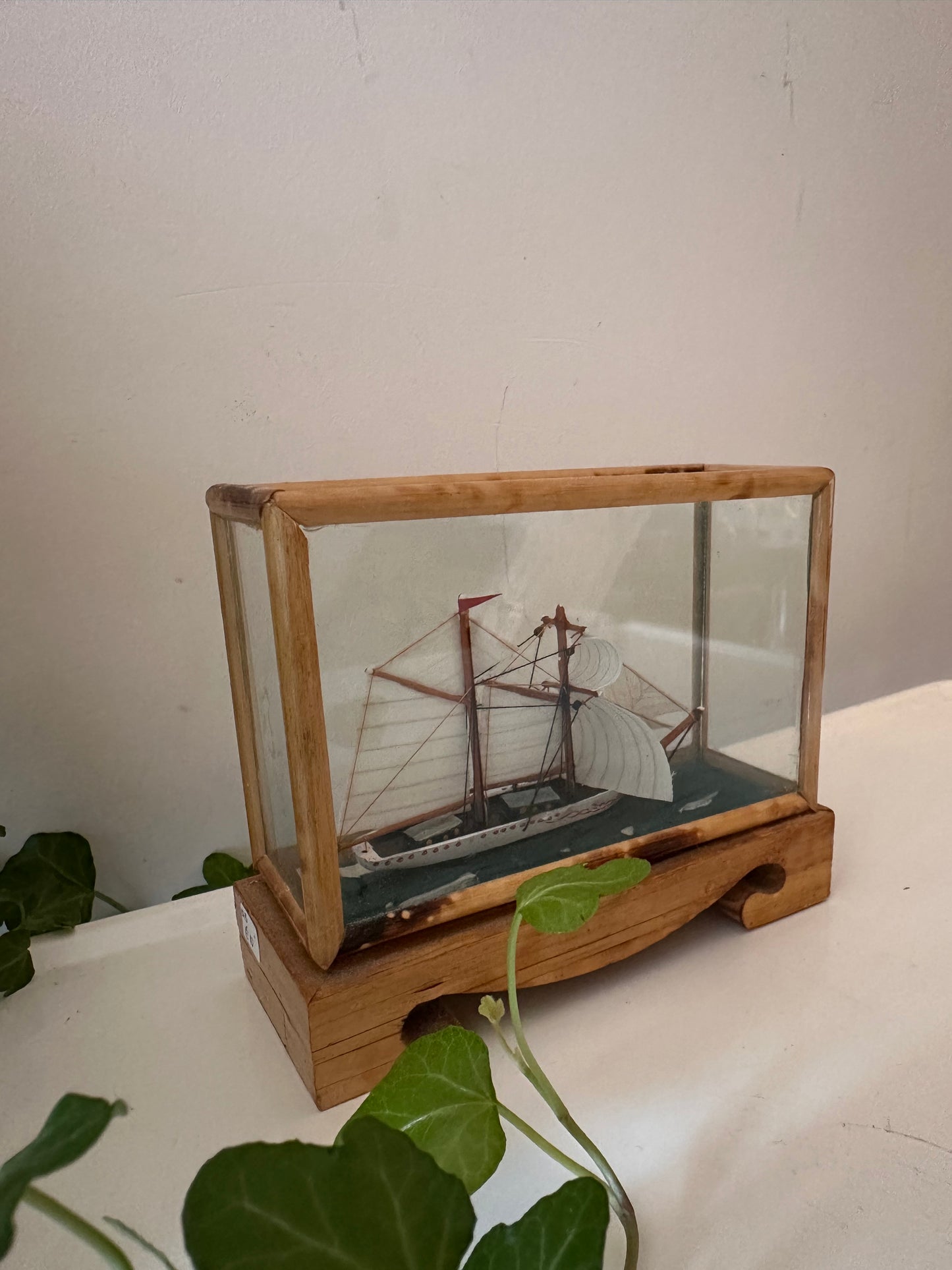 Mini scheepje in vitrine kastje