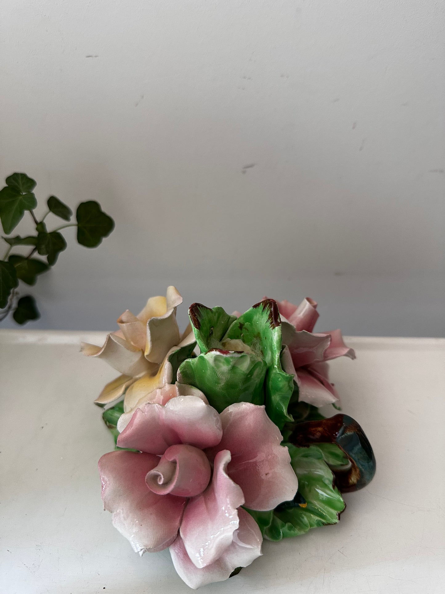 Porseleinen rozen kandelaar vintage