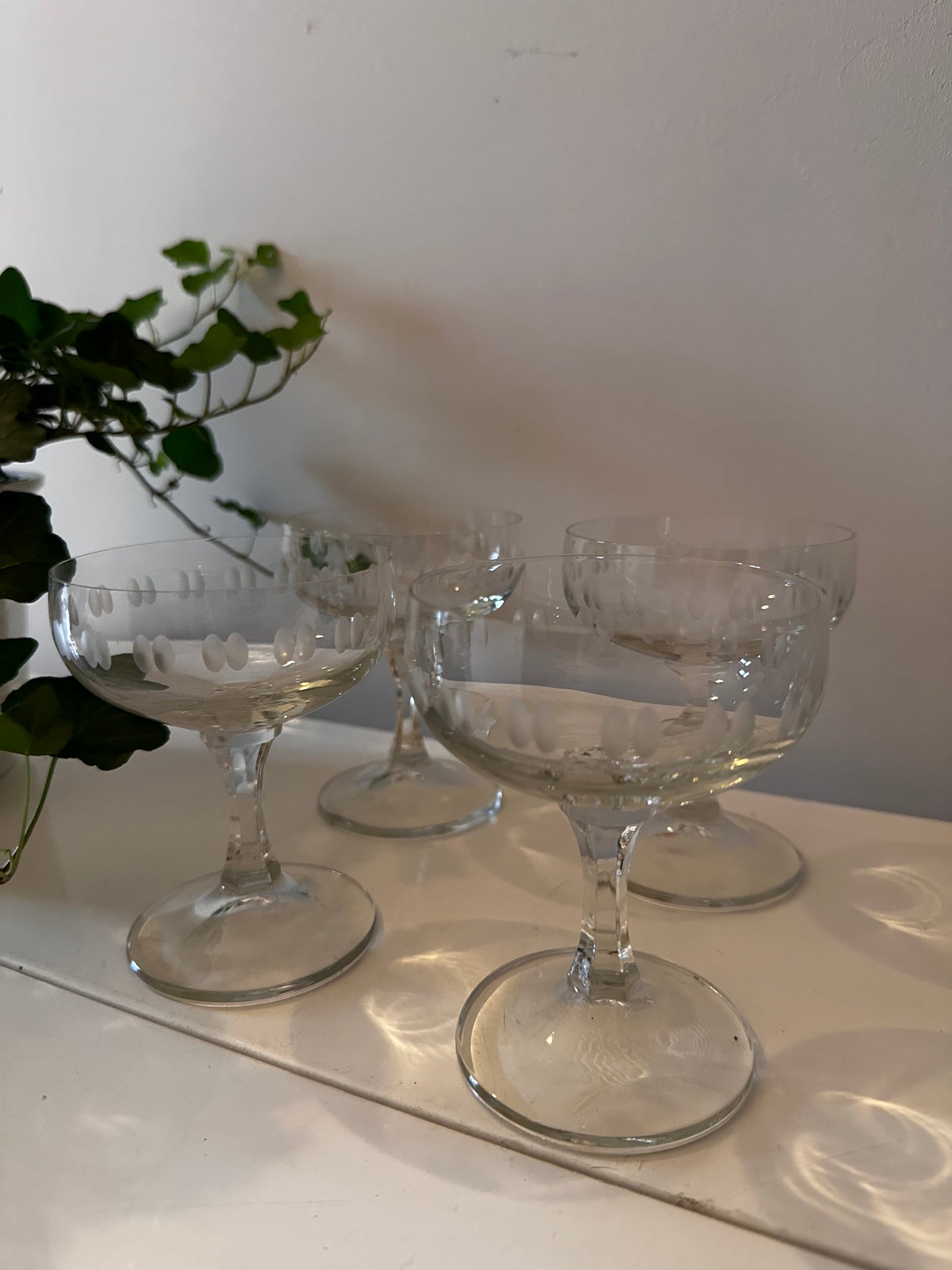 Set van 4 kristallen coupe champagne glazen