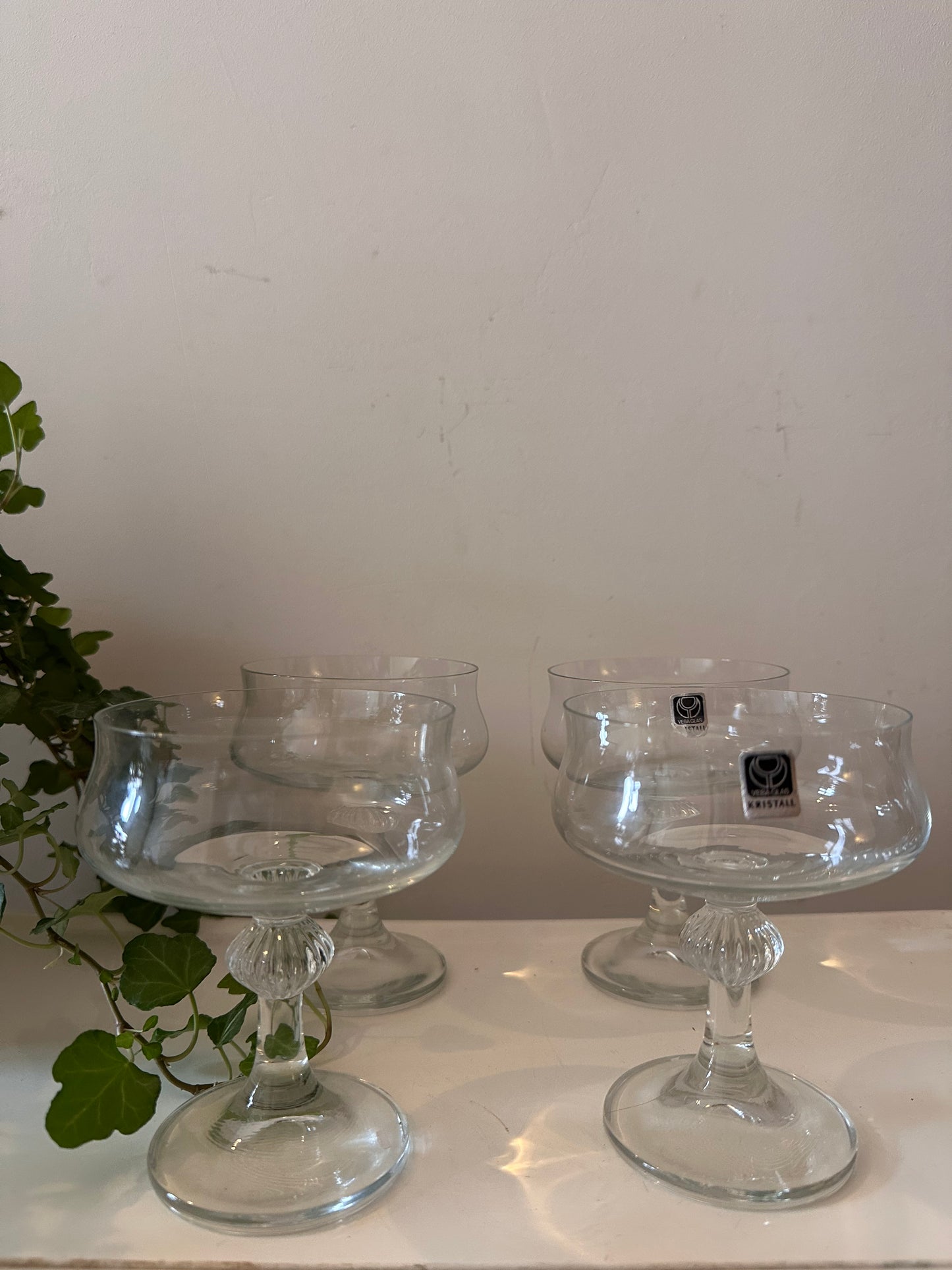 Set van 4 kristallen coupe champagne glazen