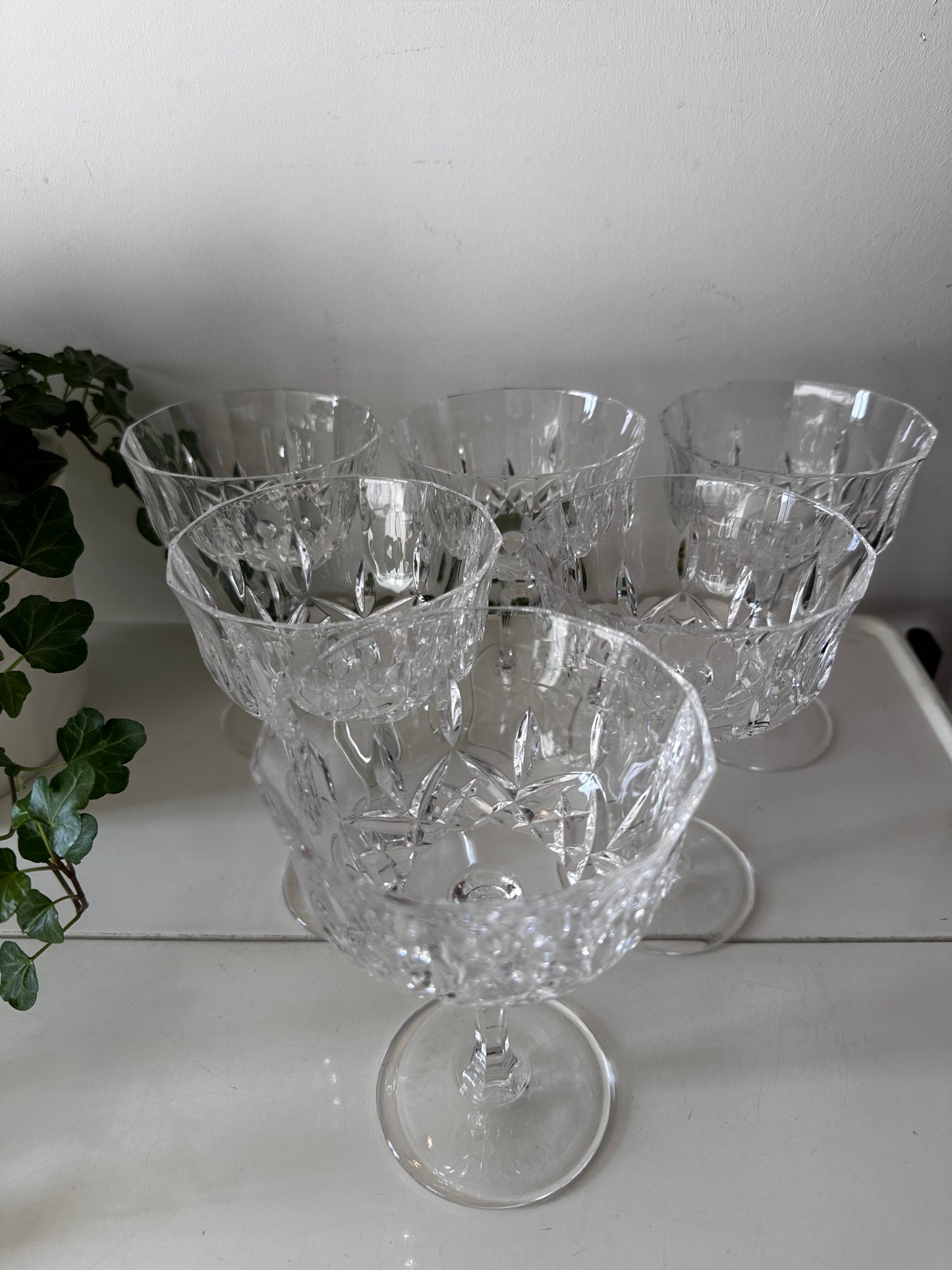Set van 6 kristallen coupe champagne glazen
