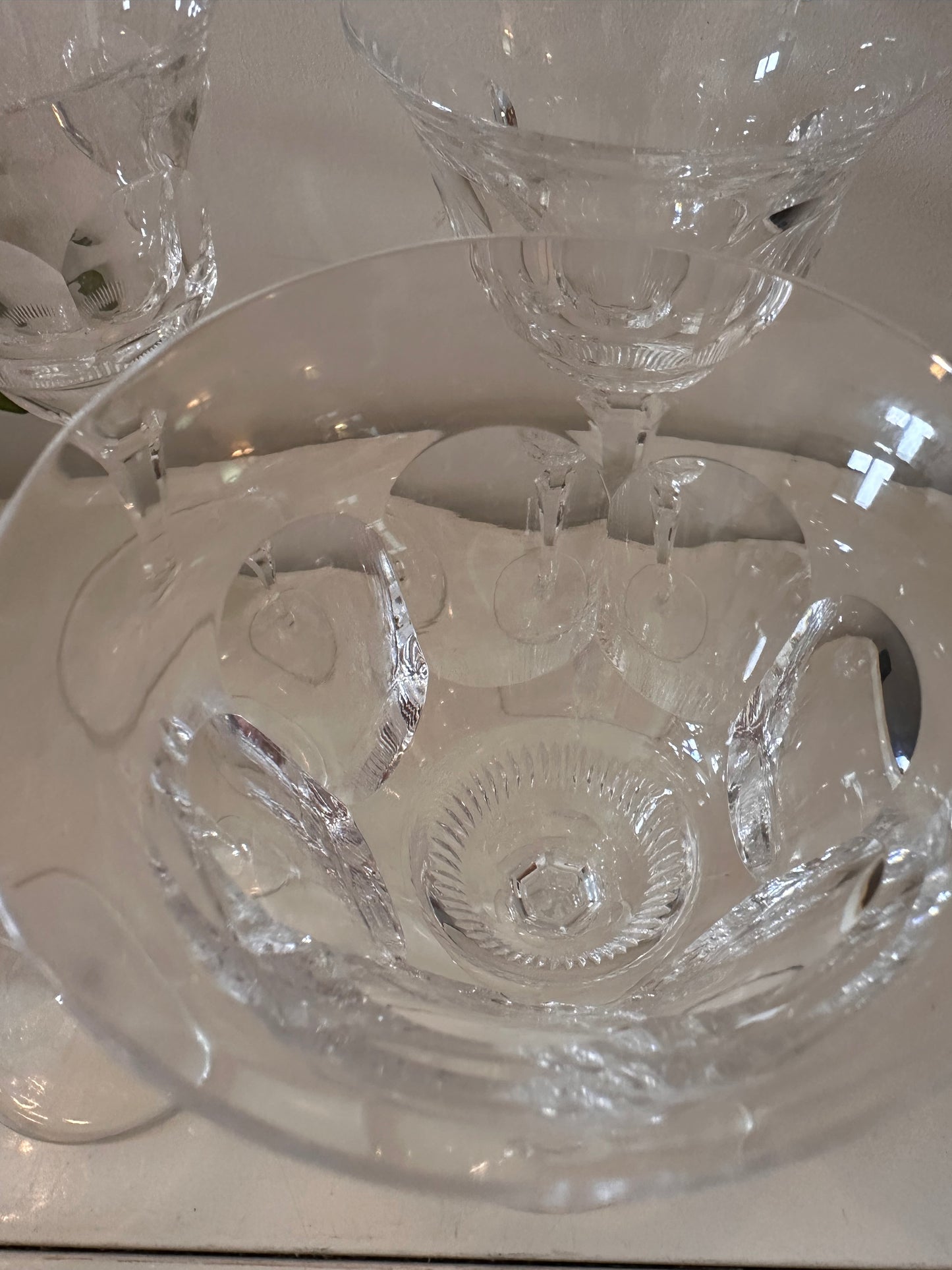 Set van 6 kristallen wijnglazen