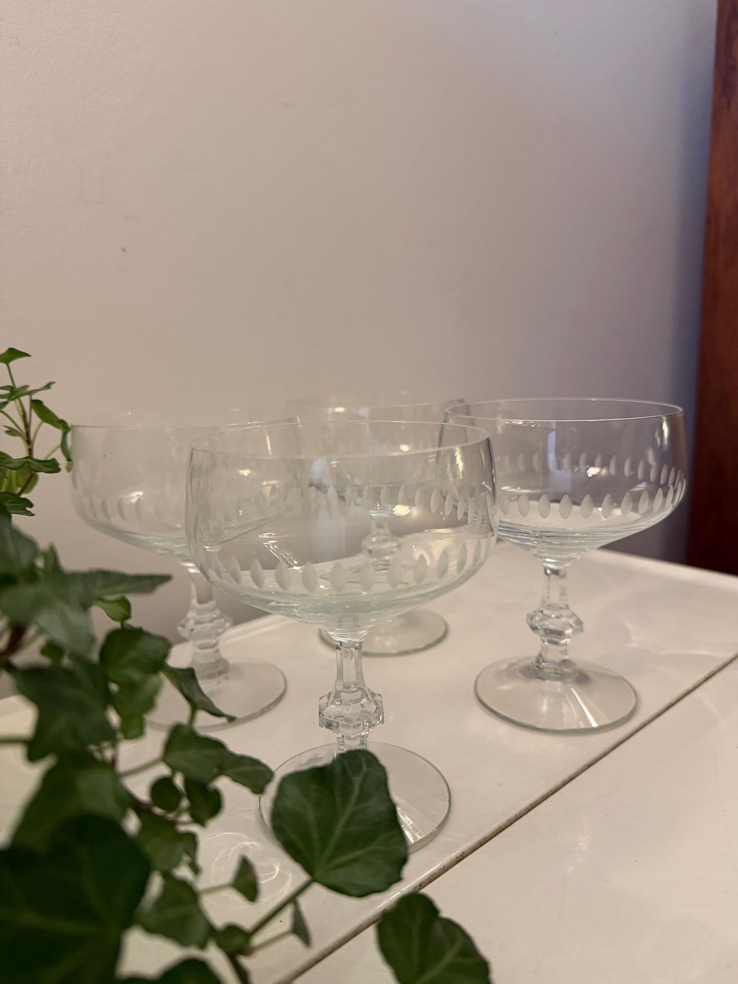 Set van 4 kristallen coupe champagne glazen