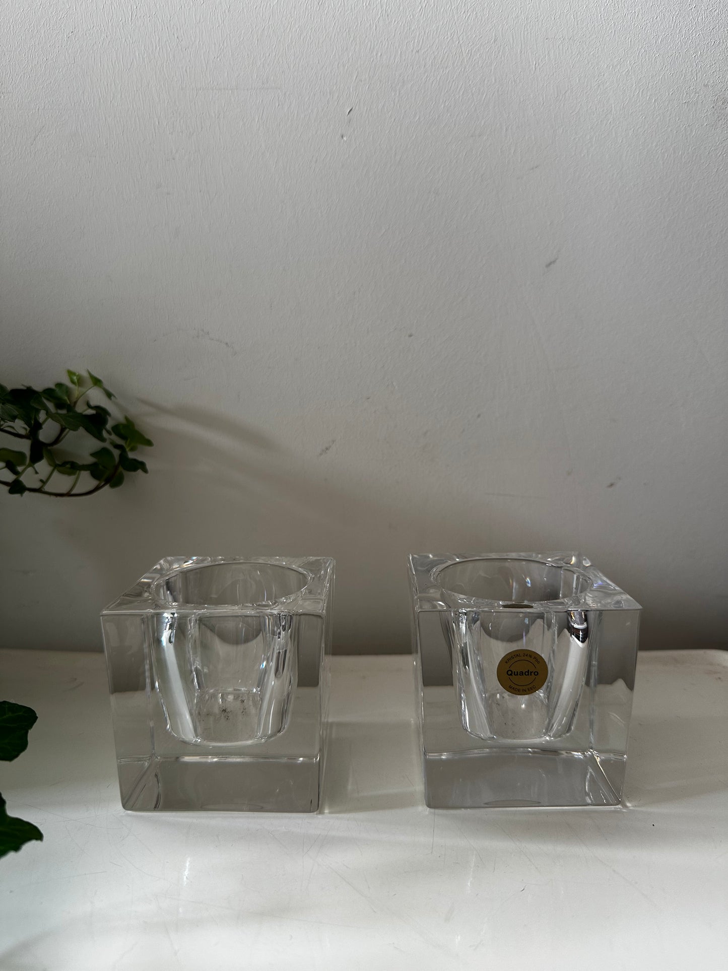 Set van 2 kristallen kandelaars