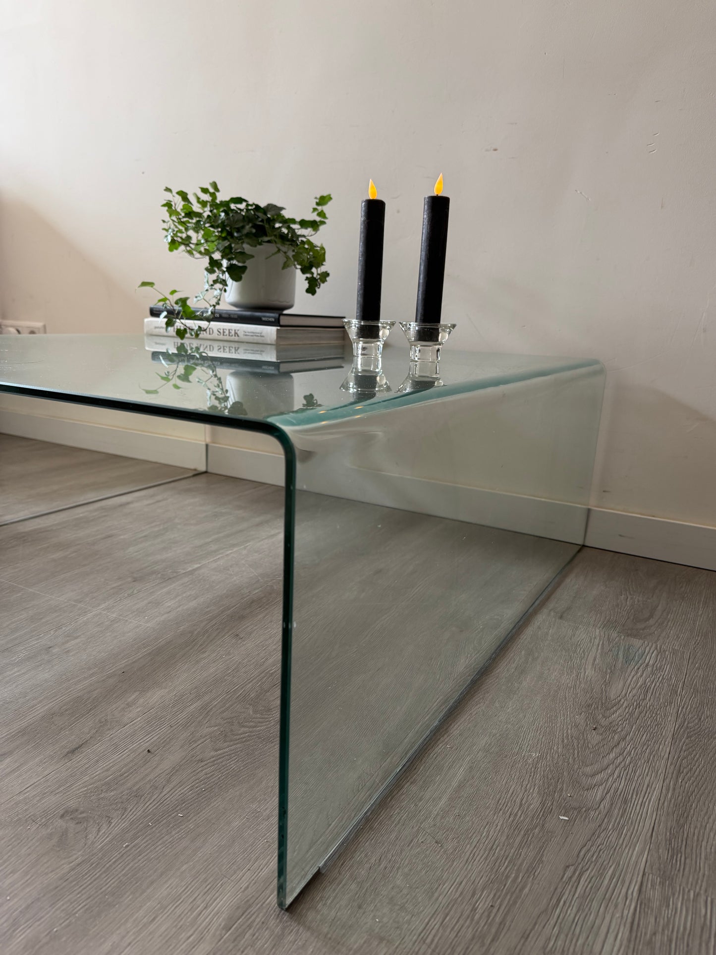 Waterfall glazen Mid Century salontafel
