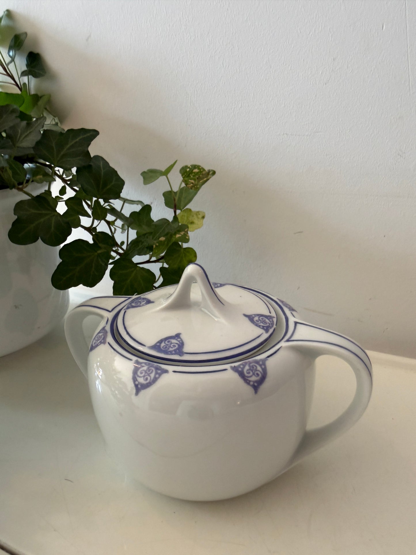 Porseleinen Suikerpotje blauw wit