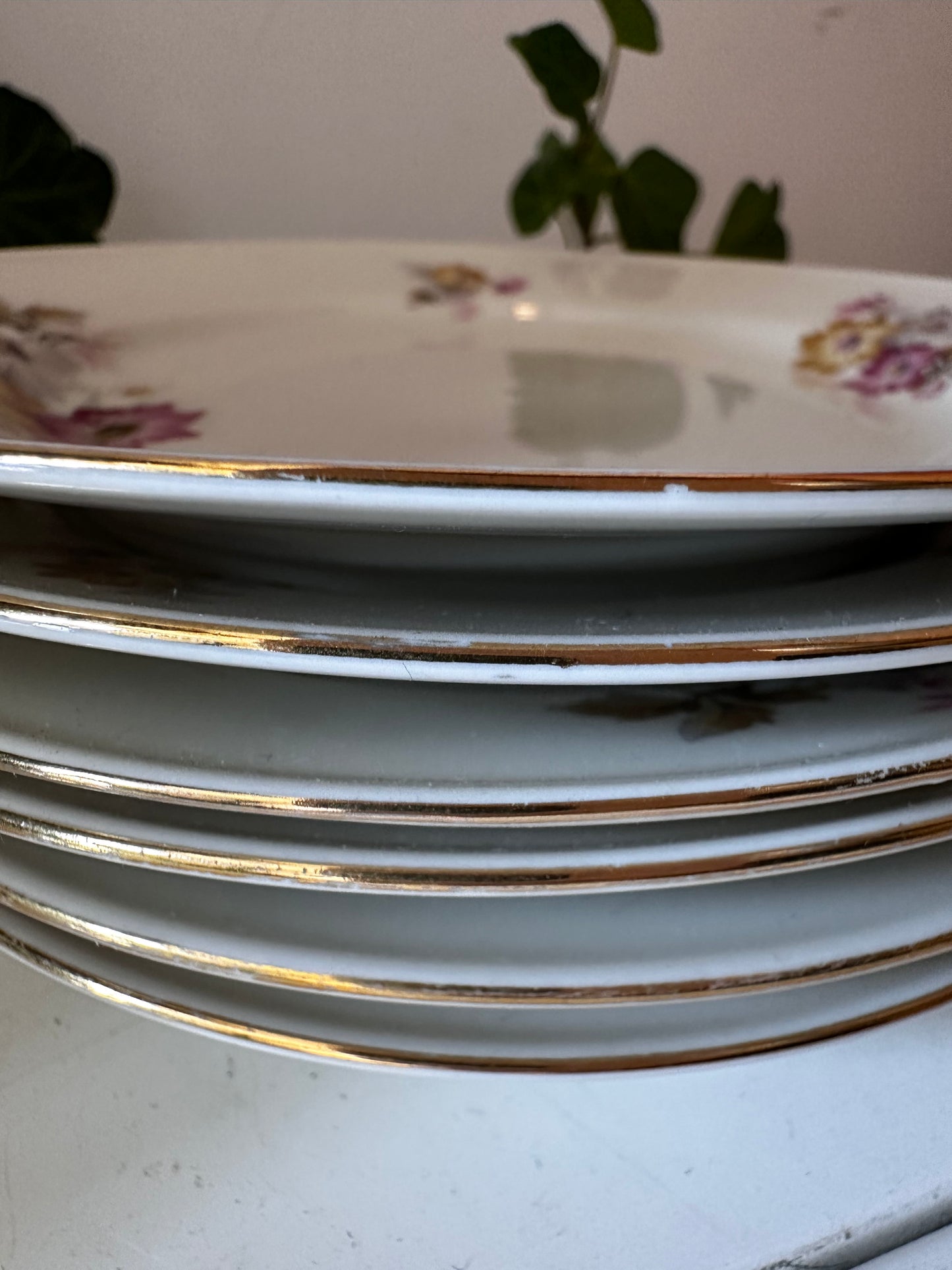 Porseleinen bordjes met bloemetjes