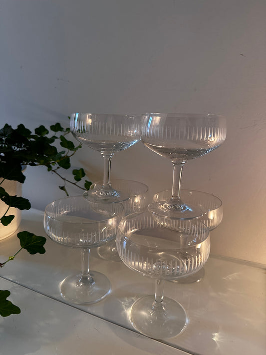 Set van 6 kristallen coupe champagne glazen