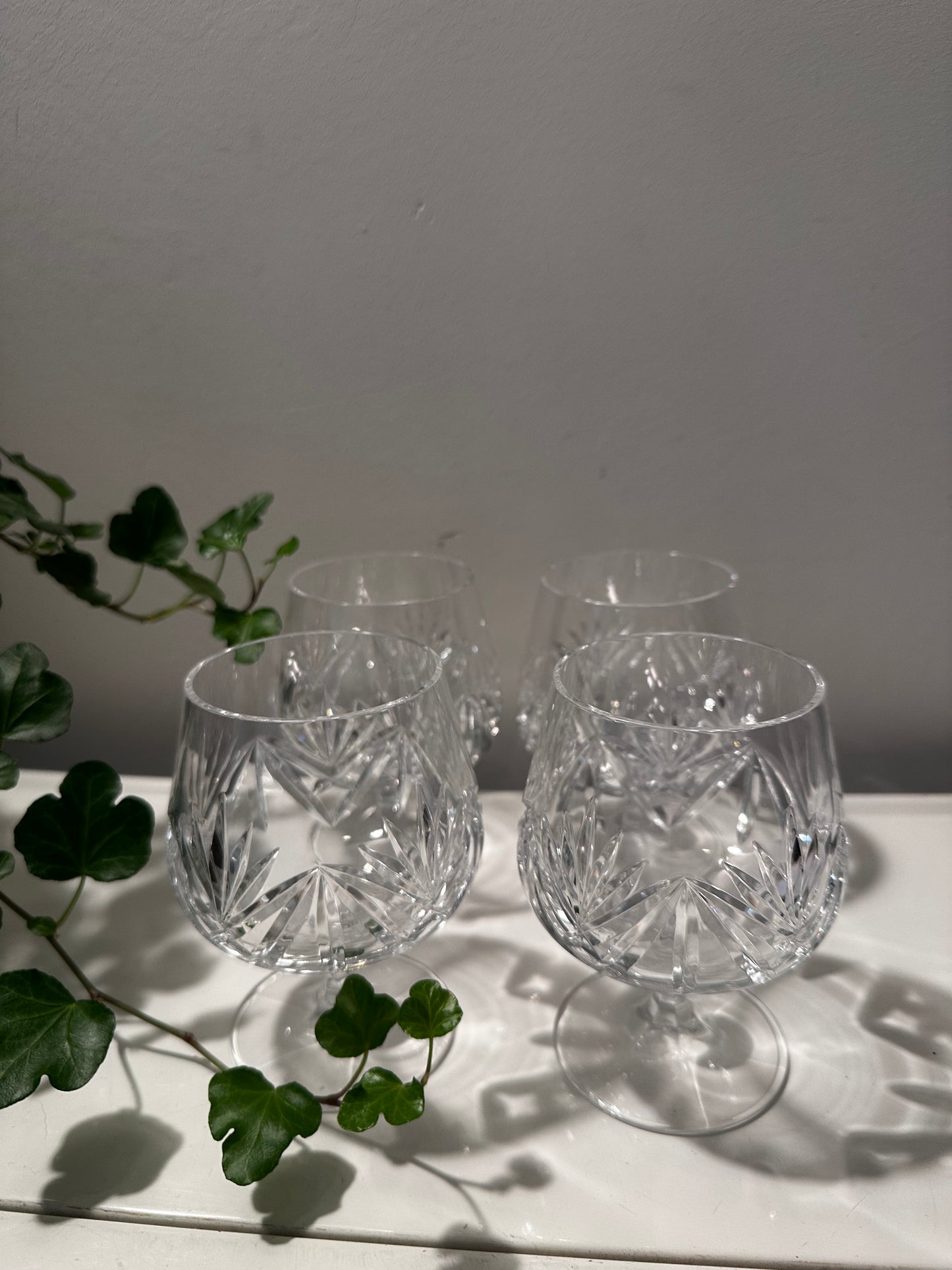 4 vintage kristallen cognac glazen