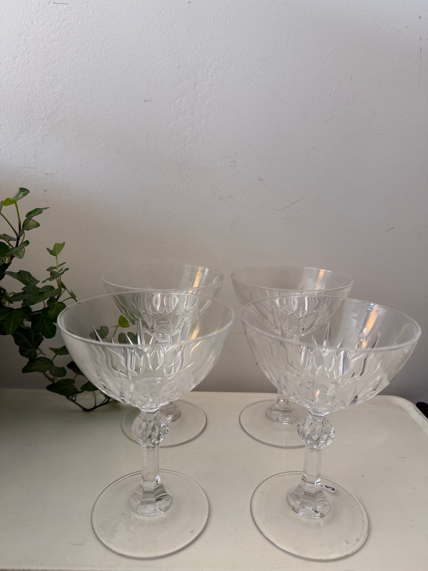 4 Kristallen coupe champagne glazen