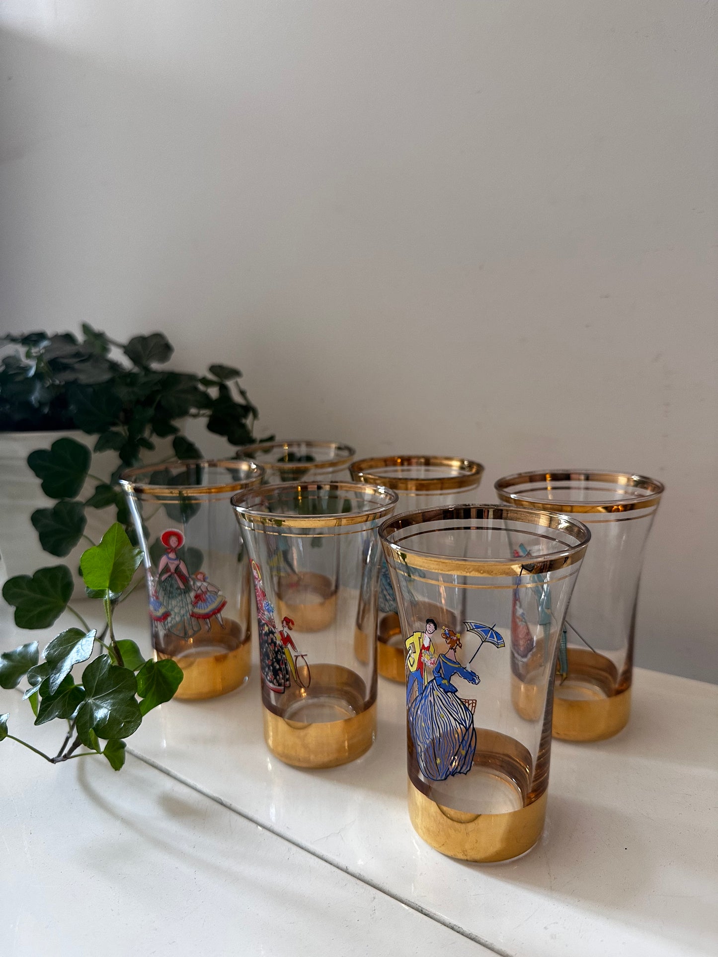 Set van 6 tumbler glazen Hollywood regency