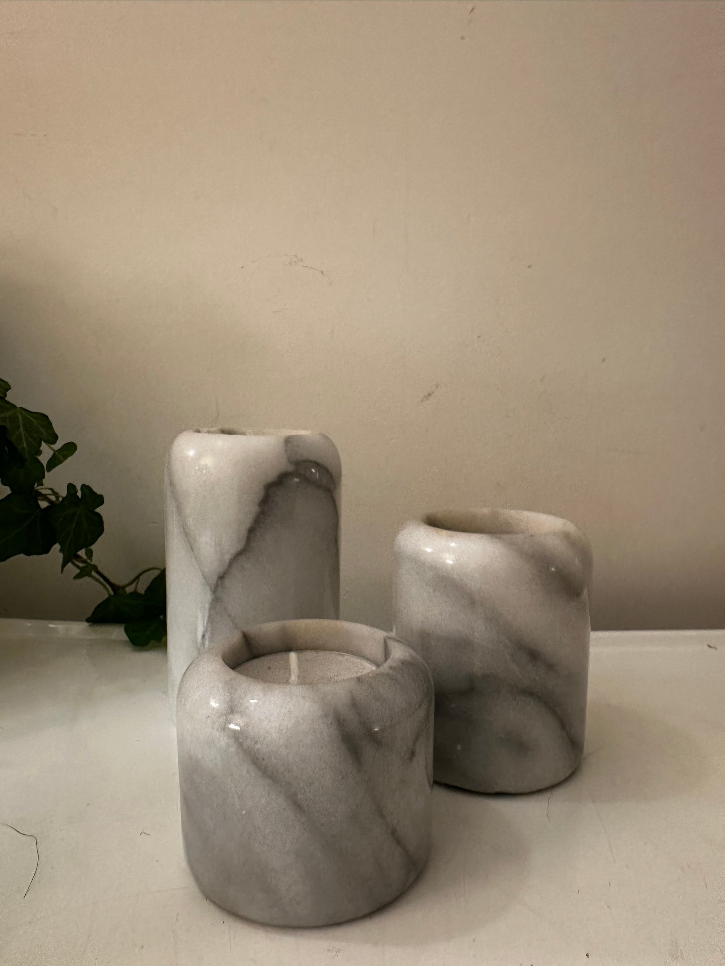 Set van 3 onyx waxinelichthouders