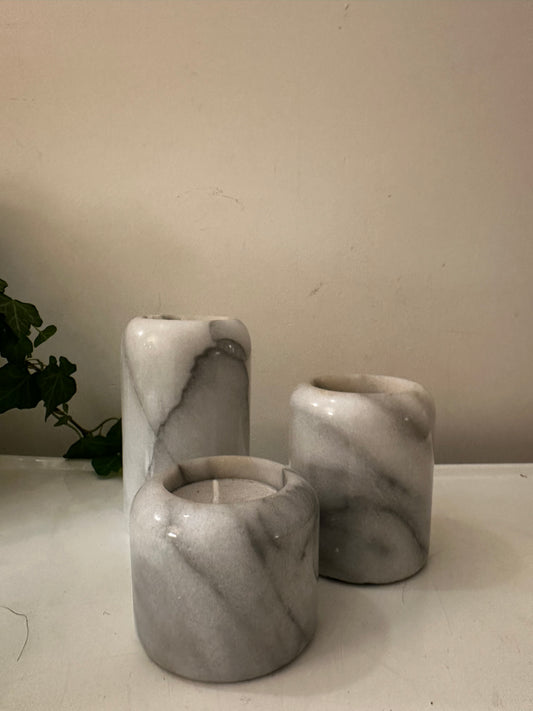 Set van 3 onyx waxinelichthouders