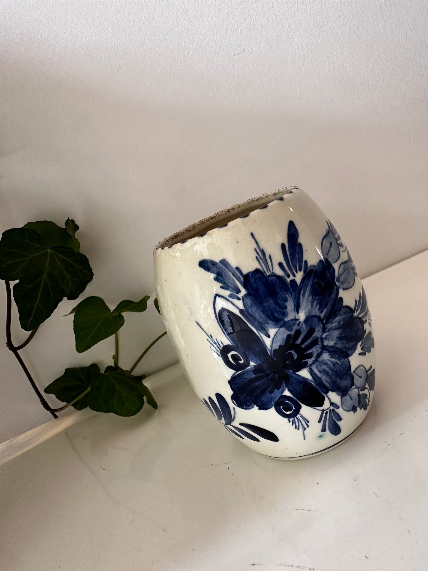 Delfts blauw lepelvaasje vintage