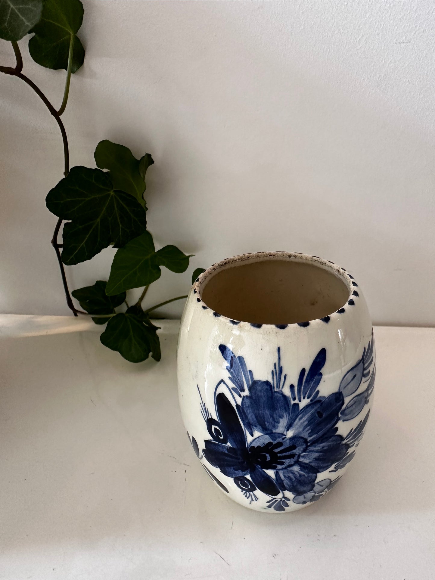 Delfts blauw lepelvaasje vintage