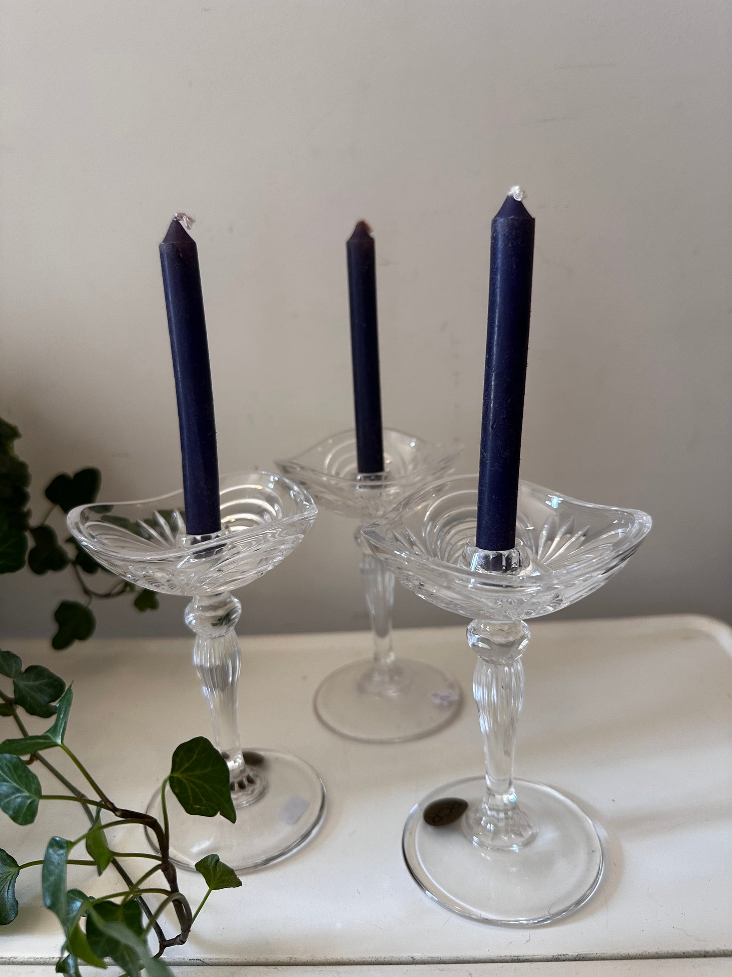 Set van 3 kristallen kandelaars