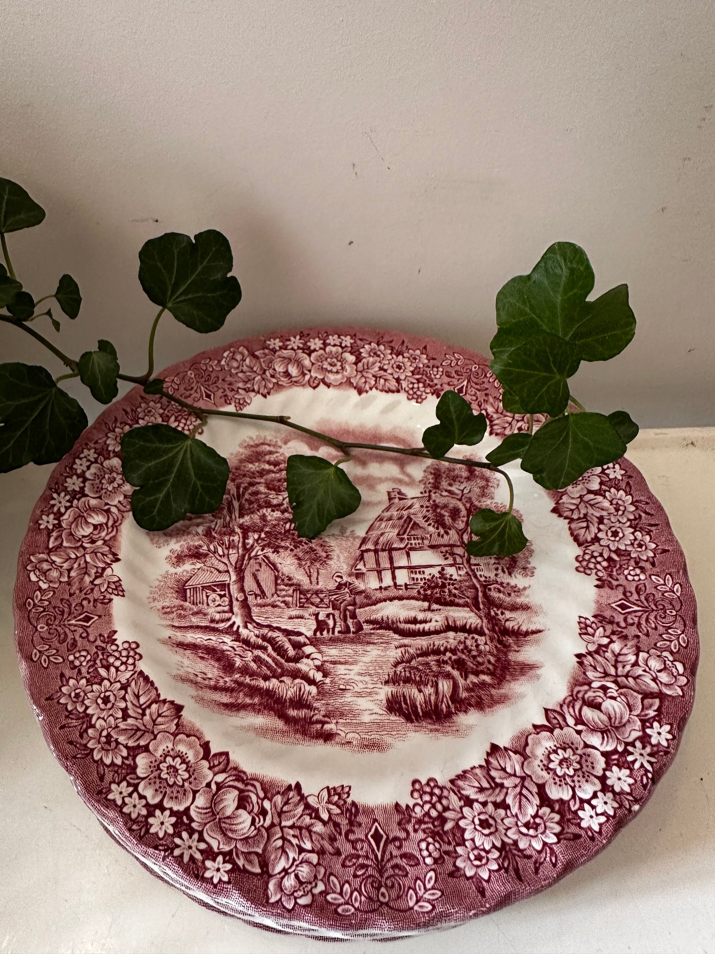 British ankor rood wit porseleinen ontbijtbordjes