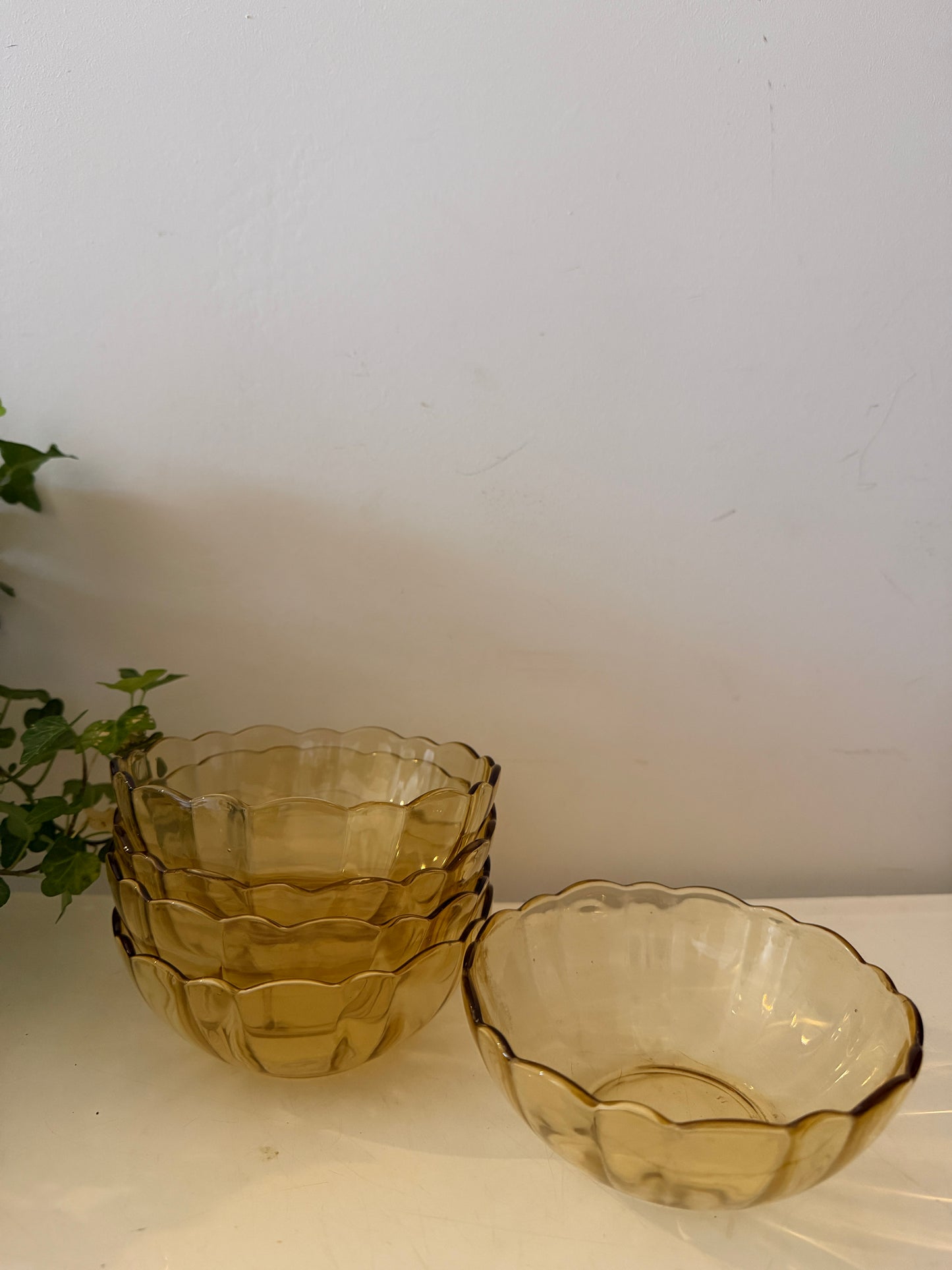 Set van 5 vintage persglazen schaaltjes