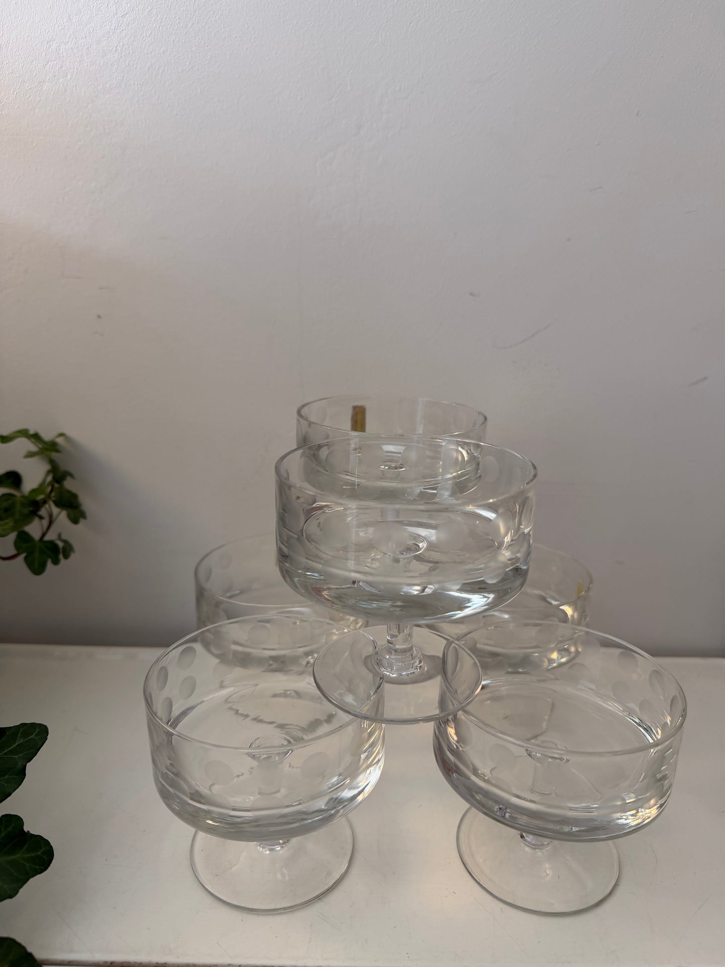 Set van 6 kristallen coupe glazen