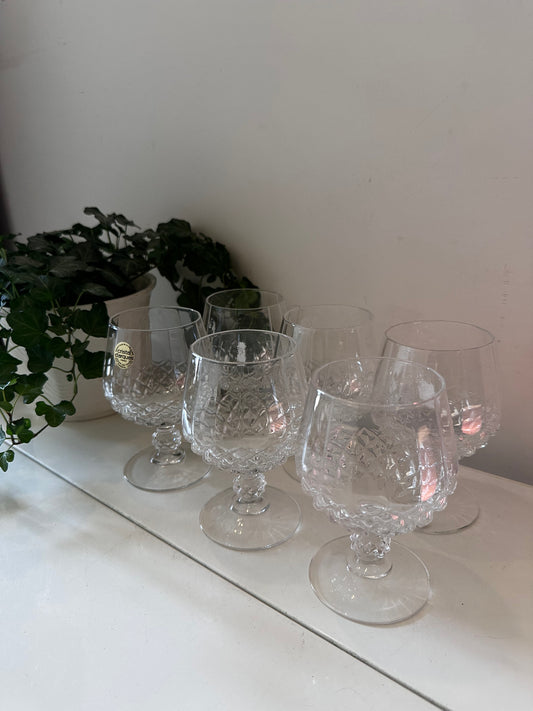 Set van 6 kristallen cognac glazen van Cristal D’Argue