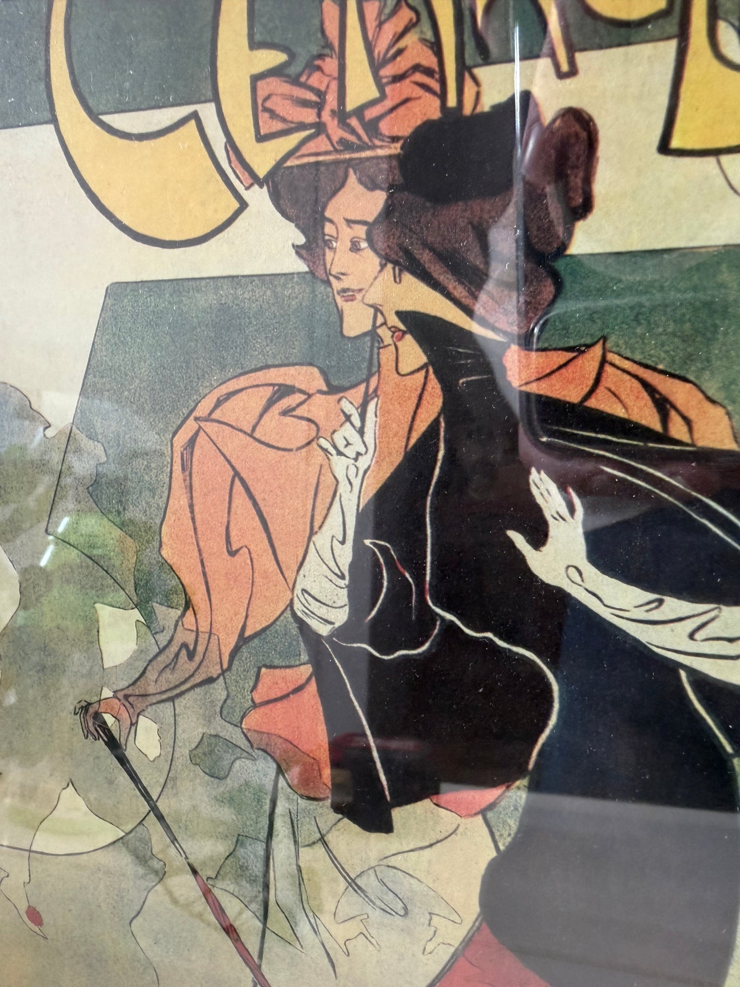 Ingelijste art nouveau prent