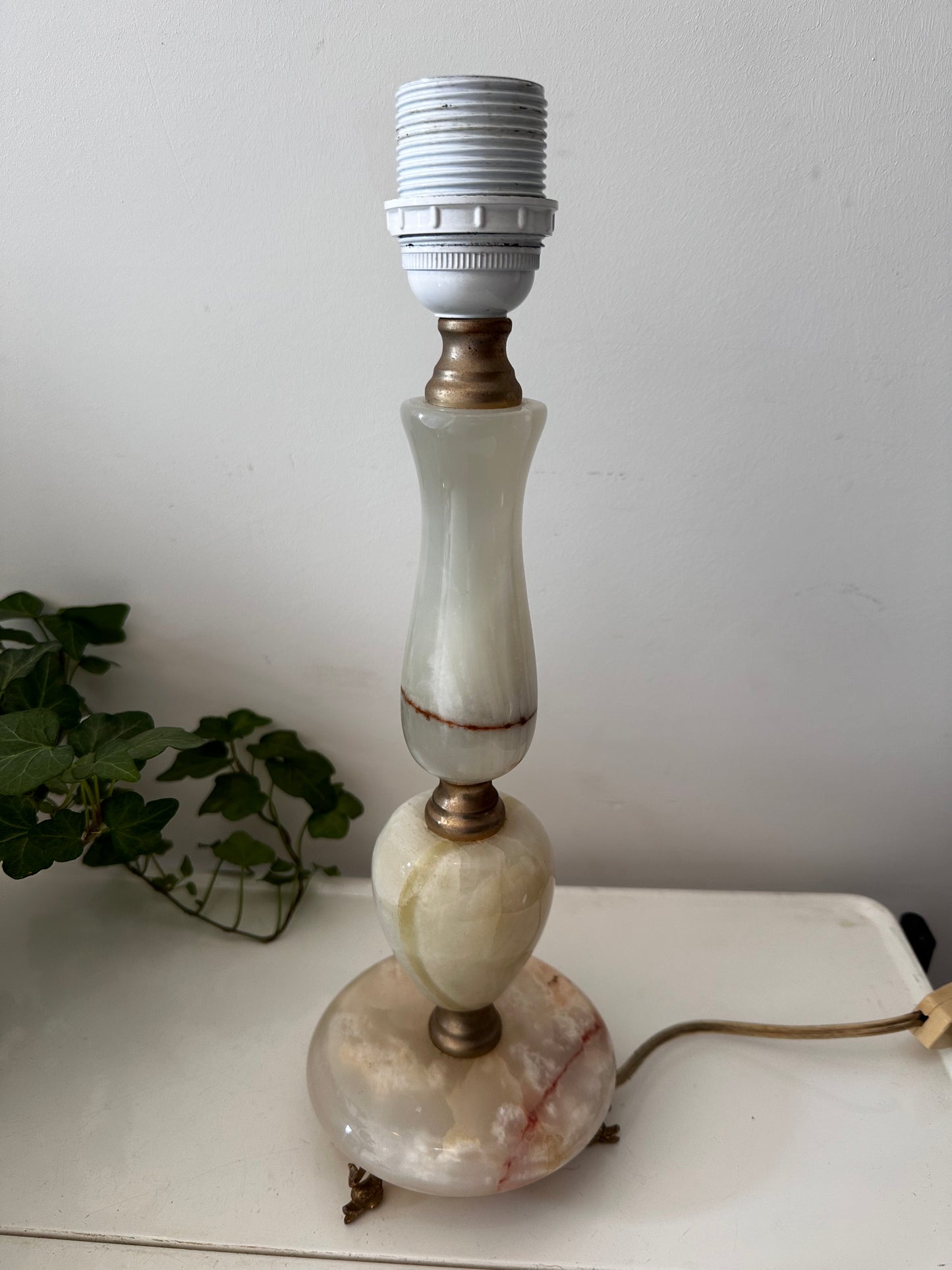 Marmeren/Onxy lamp met messing details vintage