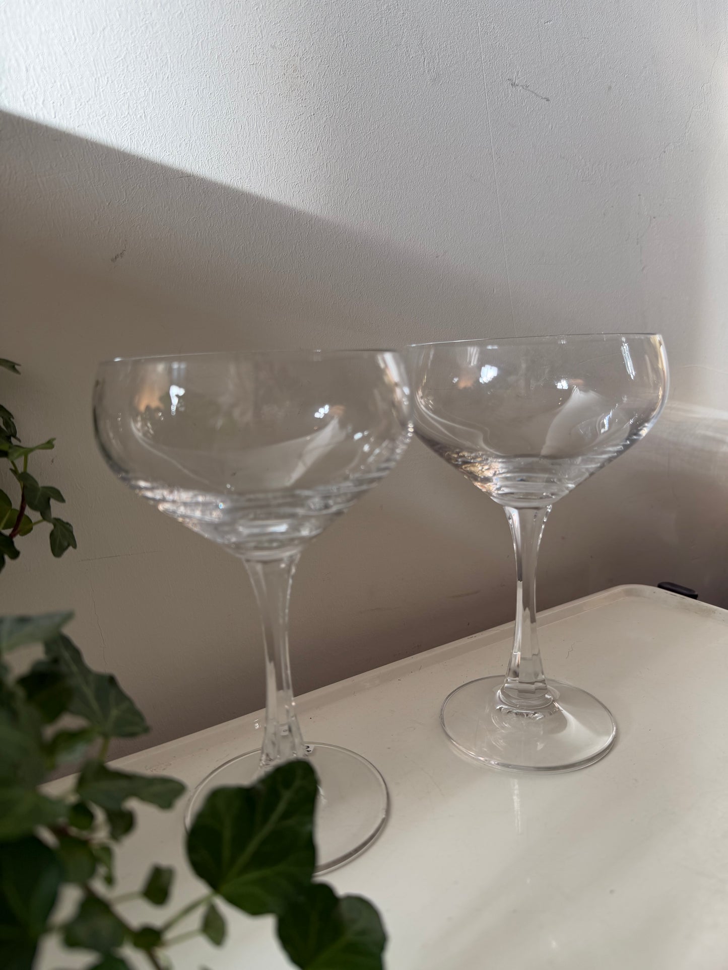 Set van 2 kristallen coupe champagne glazen
