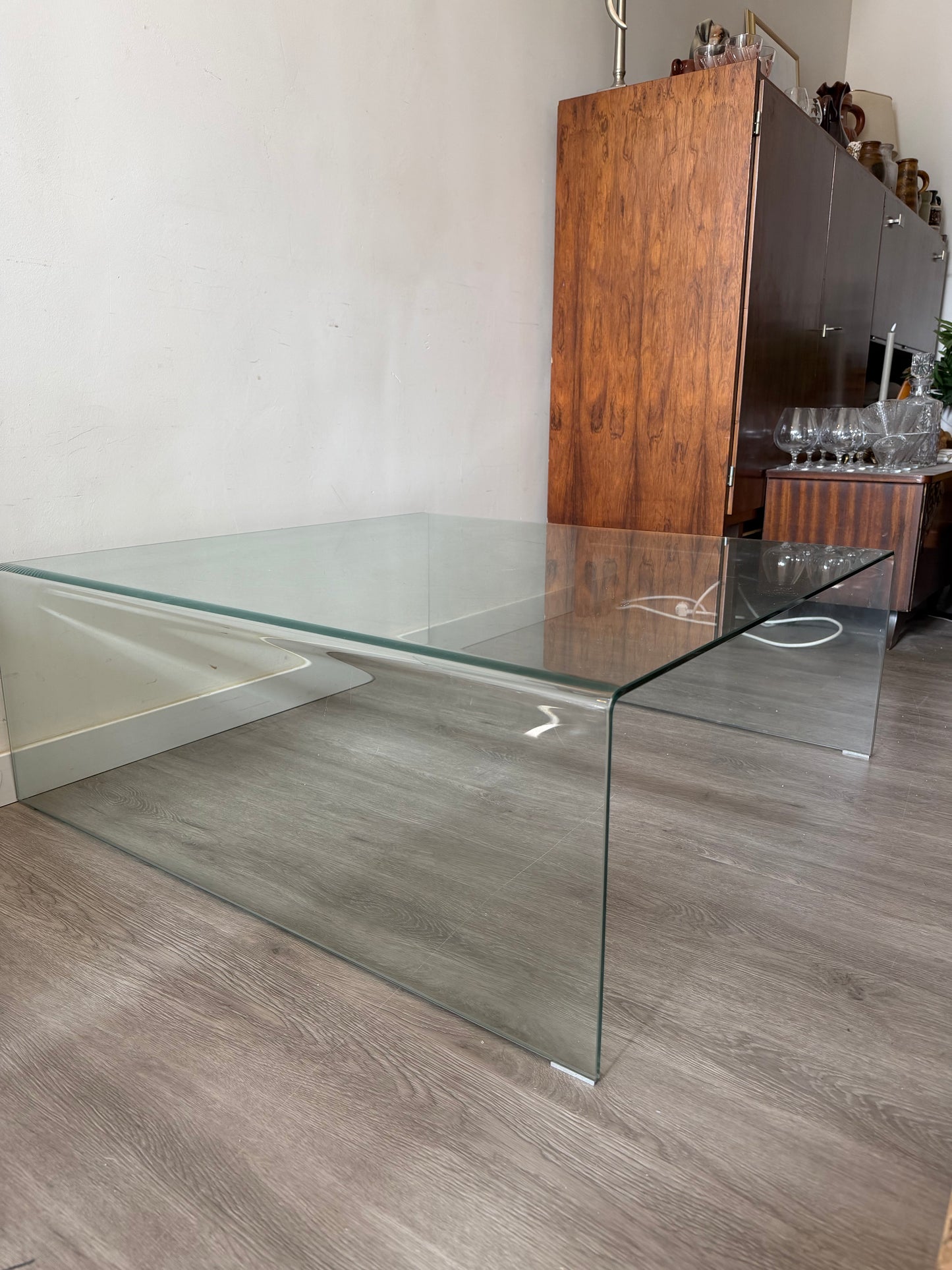 Waterfall glazen Mid Century salontafel