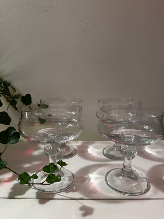 Set van 4 kristallen coupe champagne glazen
