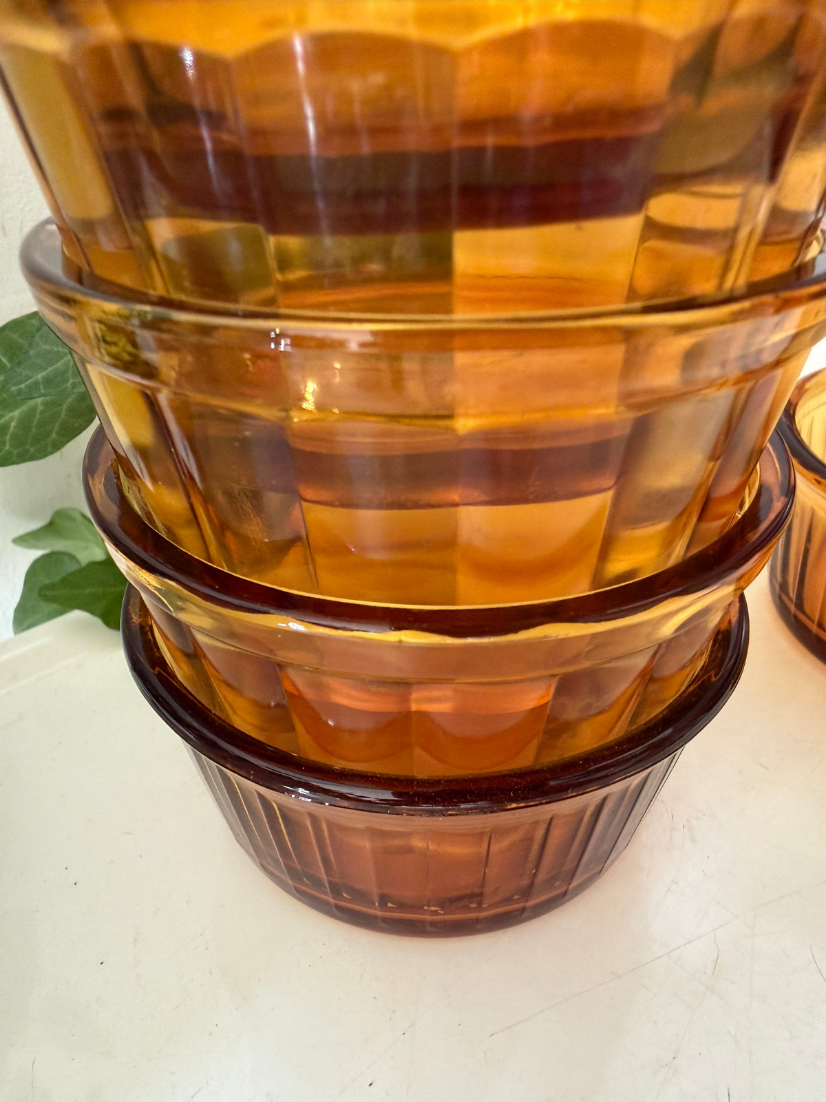 Set van 6 amberkleurige Duralex schaaltjes