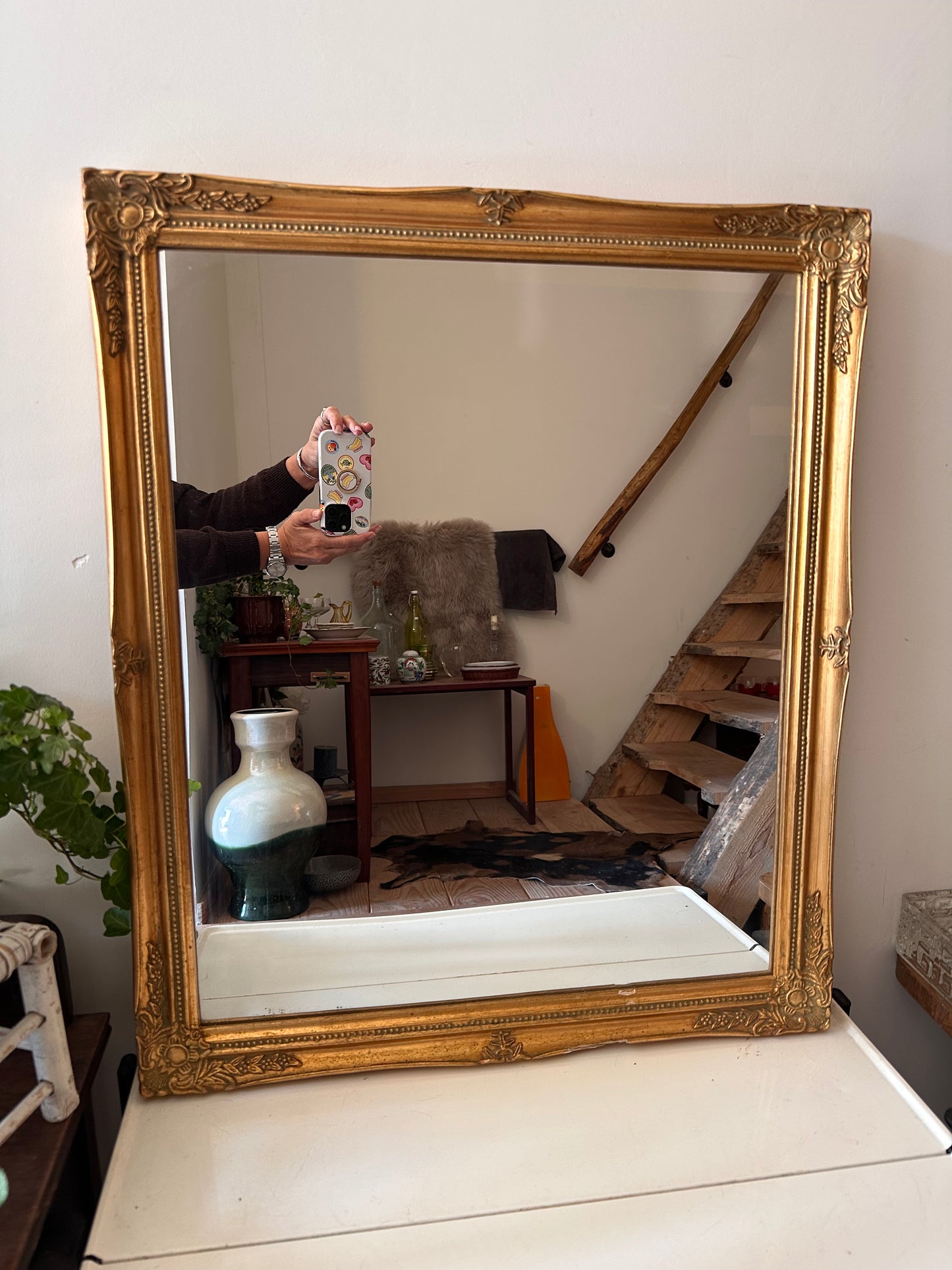 Barok vintage spiegel met goudkleurige lijst