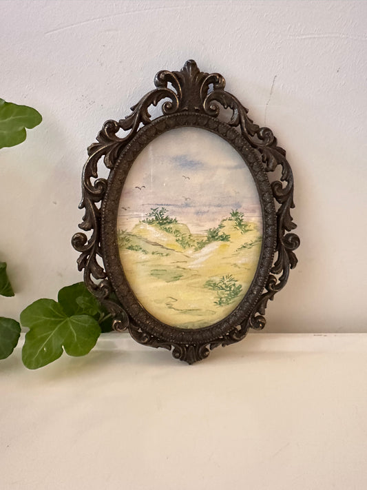 Antiek ovaal lijstje met Aquarel