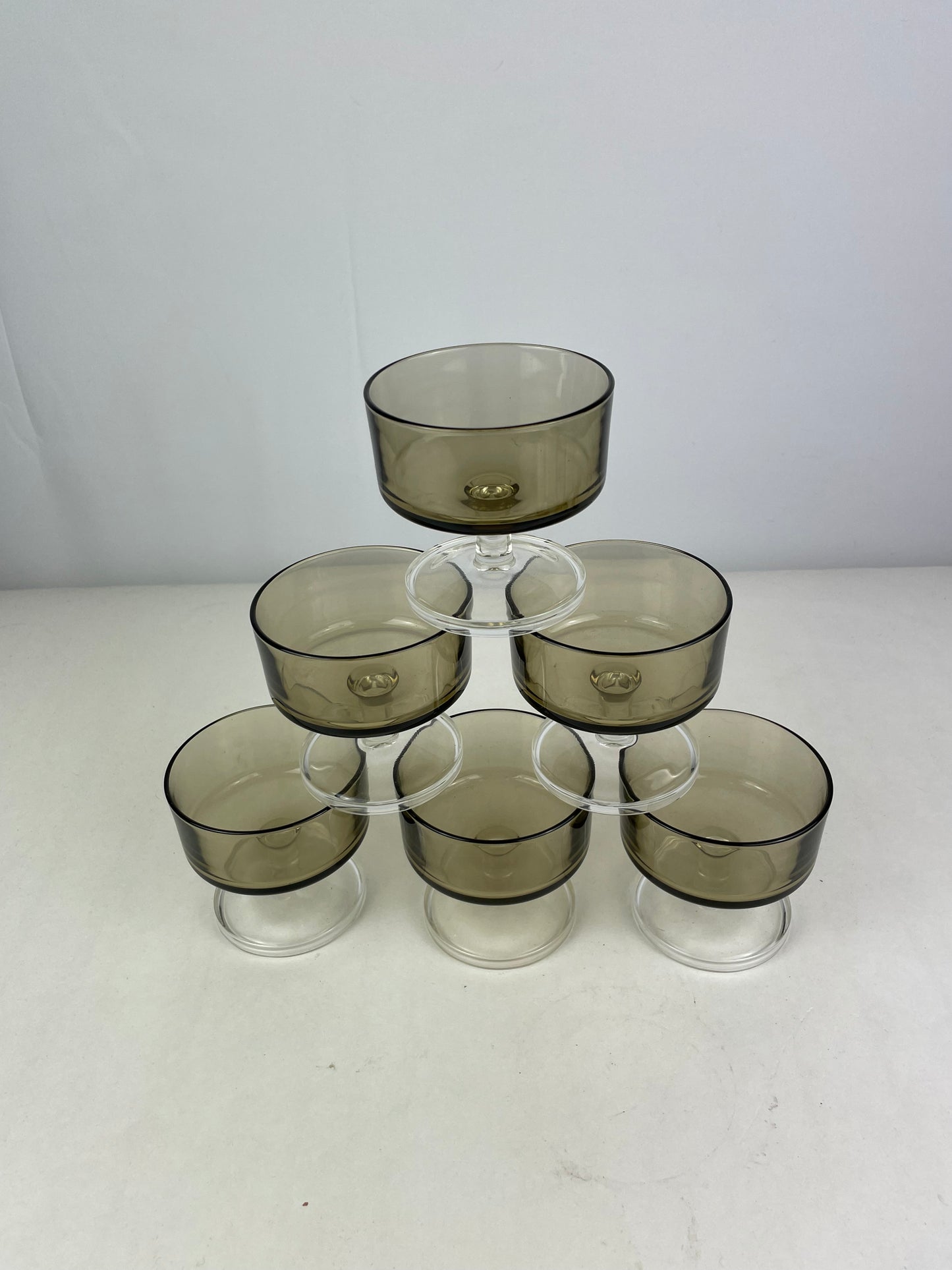 Set van 6 rookglazen coupé schaaltjes