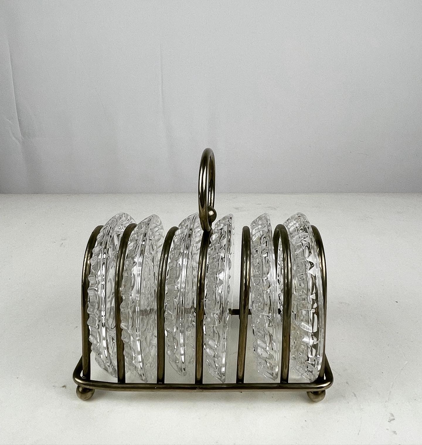 6 Vintage onderzetters in chrome standaard