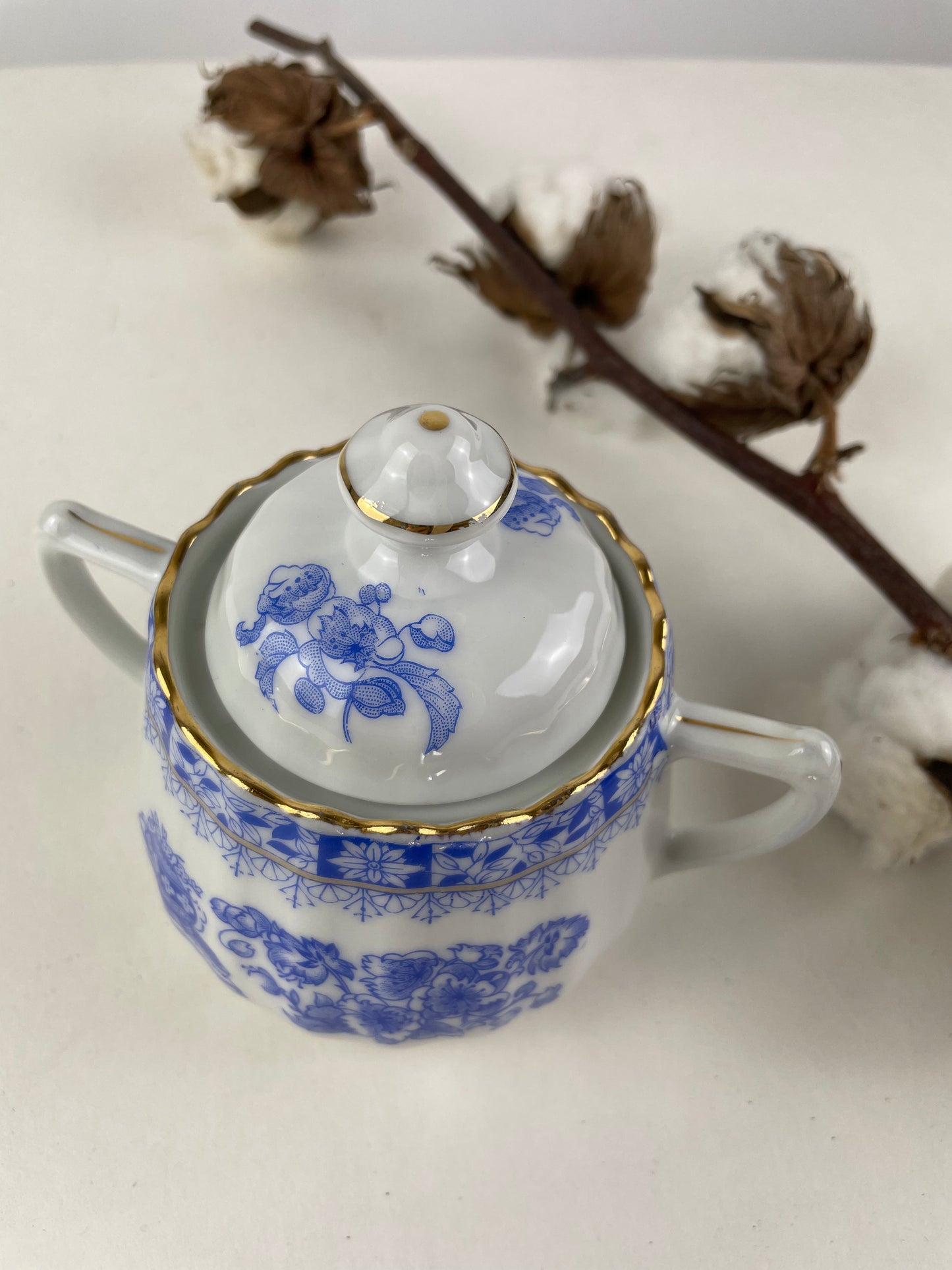 Vintage Suikerpotje Bavaria China Blue