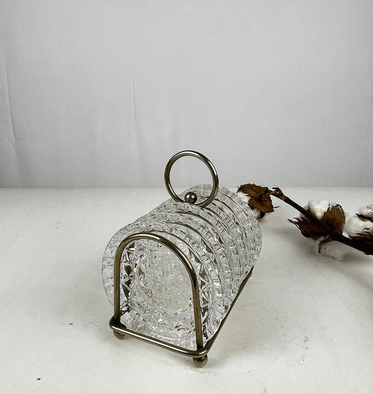 6 Vintage onderzetters in chrome standaard