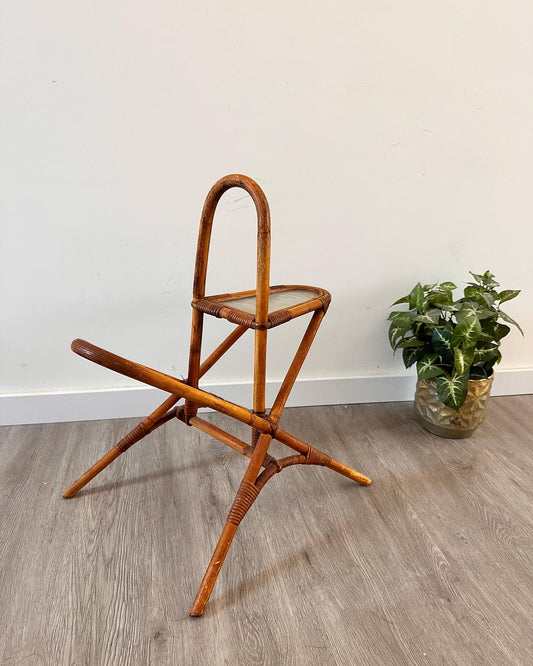 Vintage rotan bijzettafel/lectuurtafel