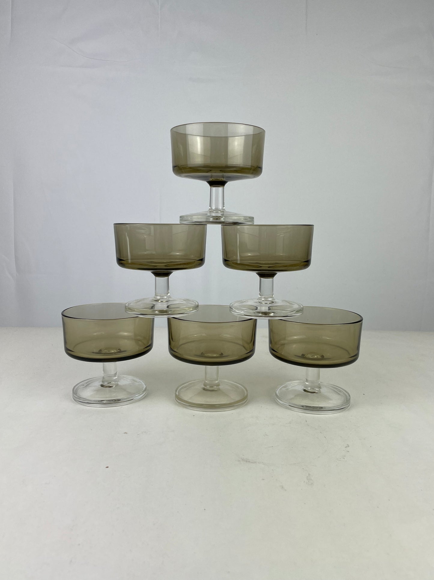 Set van 6 rookglazen coupé schaaltjes