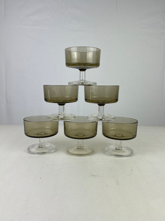 Set van 6 rookglazen coupé schaaltjes