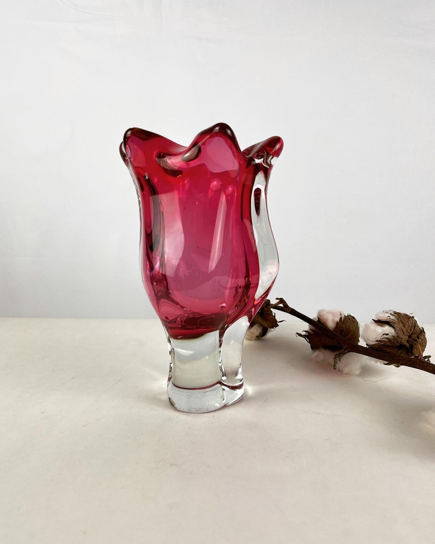 Glazen Vaas Murano Stijl Roze