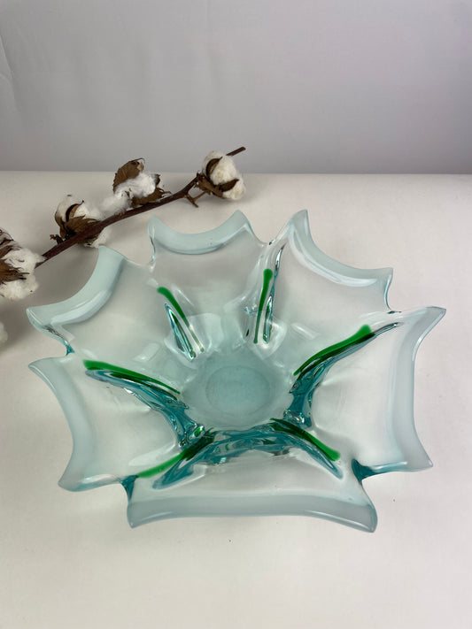 Glazen aqua Schaal Vintage