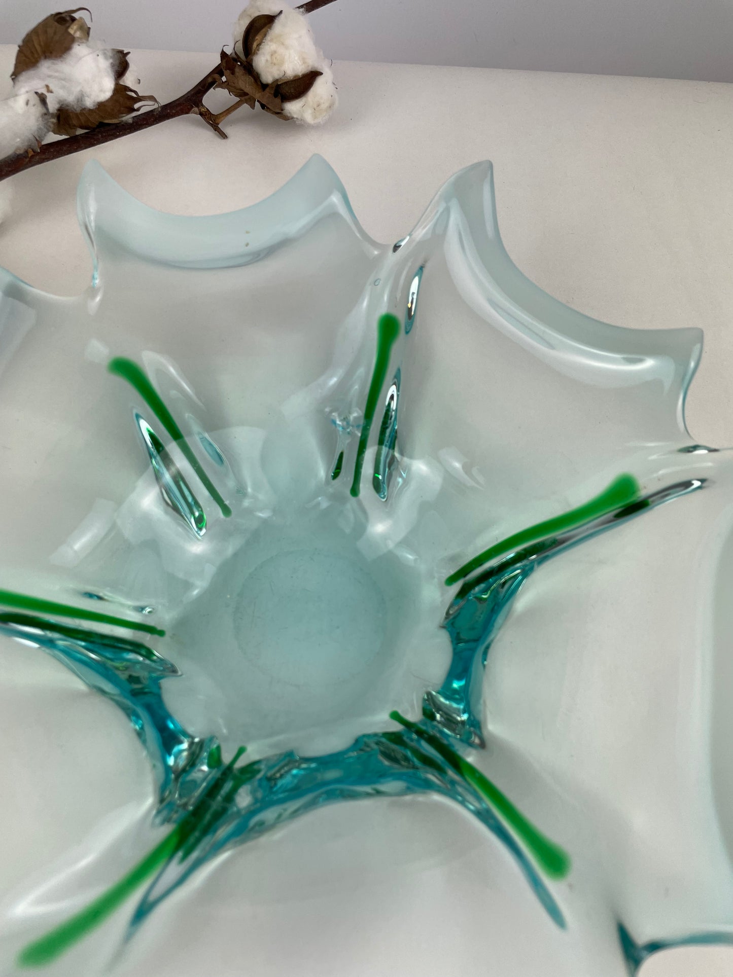 Glazen aqua Schaal Vintage