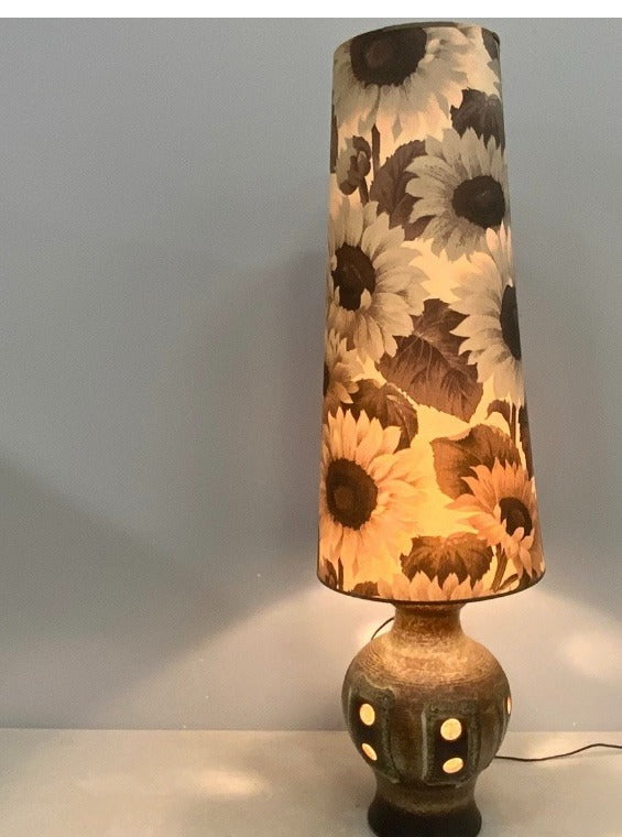 Retro Keramiek Vloerlamp met Zonnebloemprint kap